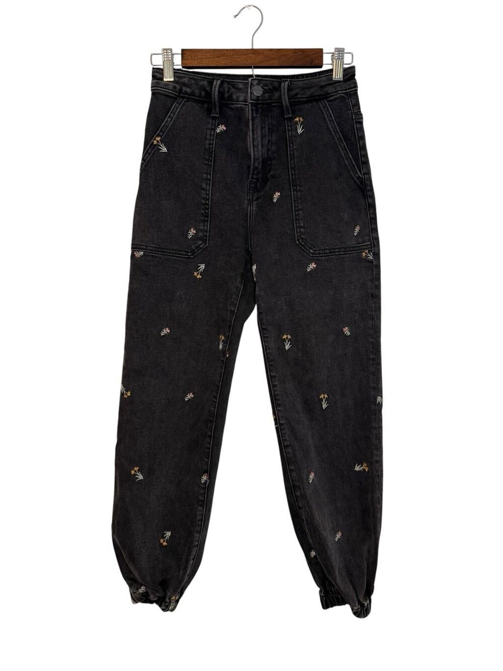 Driftwood Women’s Embroidered Floral Jeans Black Size‎ XS
